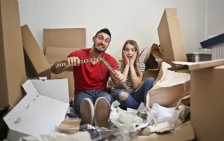 Couple and moving boxes